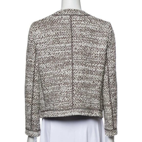 EUC Lafayette 148 New York tweed white brown glittery silver lurex jacket, M - Picture 3 of 6